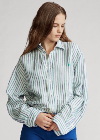 Camisa Polo Ralph Lauren Striped Linen Mulher 91740-TOAL